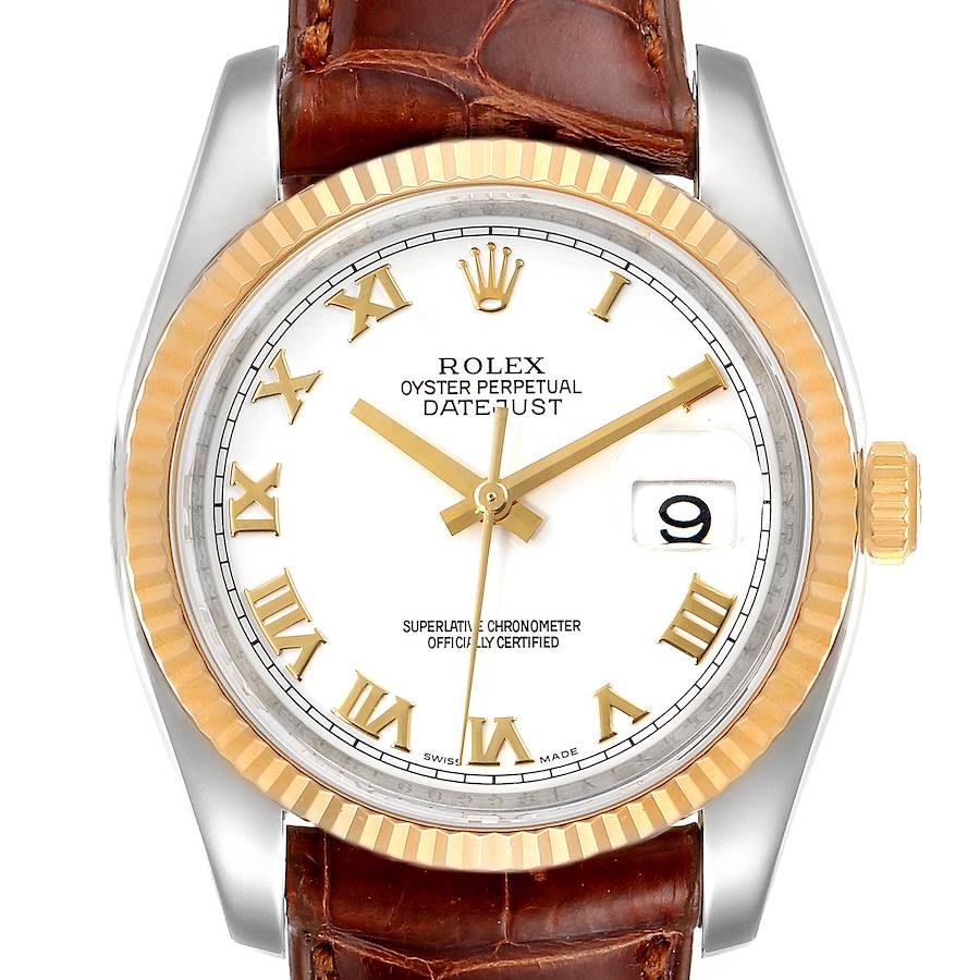 Rolex Datejust Steel Yellow Gold White Dial Mens Watch 116233 SwissWatchExpo