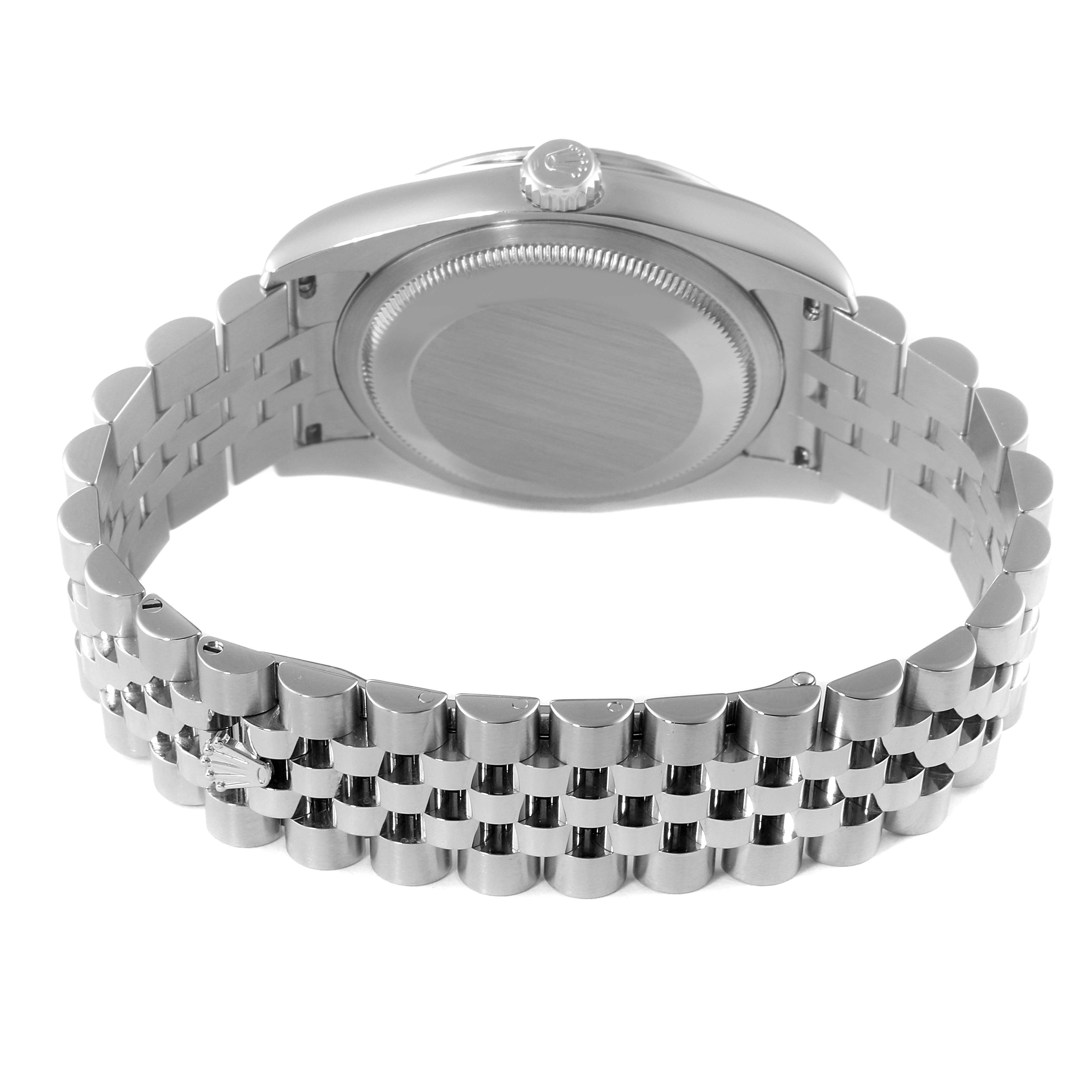 This image displays the back view of a Rolex Turn-o-Graph 116264 Men
s Stainless Steel Black Dial 116264 Men
s Stainless Steel Black Dial watch, highlighting the bracelet and case back.