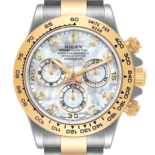 Photo of NOT FOR SALE Rolex Daytona Steel Yellow Gold Mother of Pearl Diamond Mens Watch 116503 Box Card PARTIAL PAYMENT