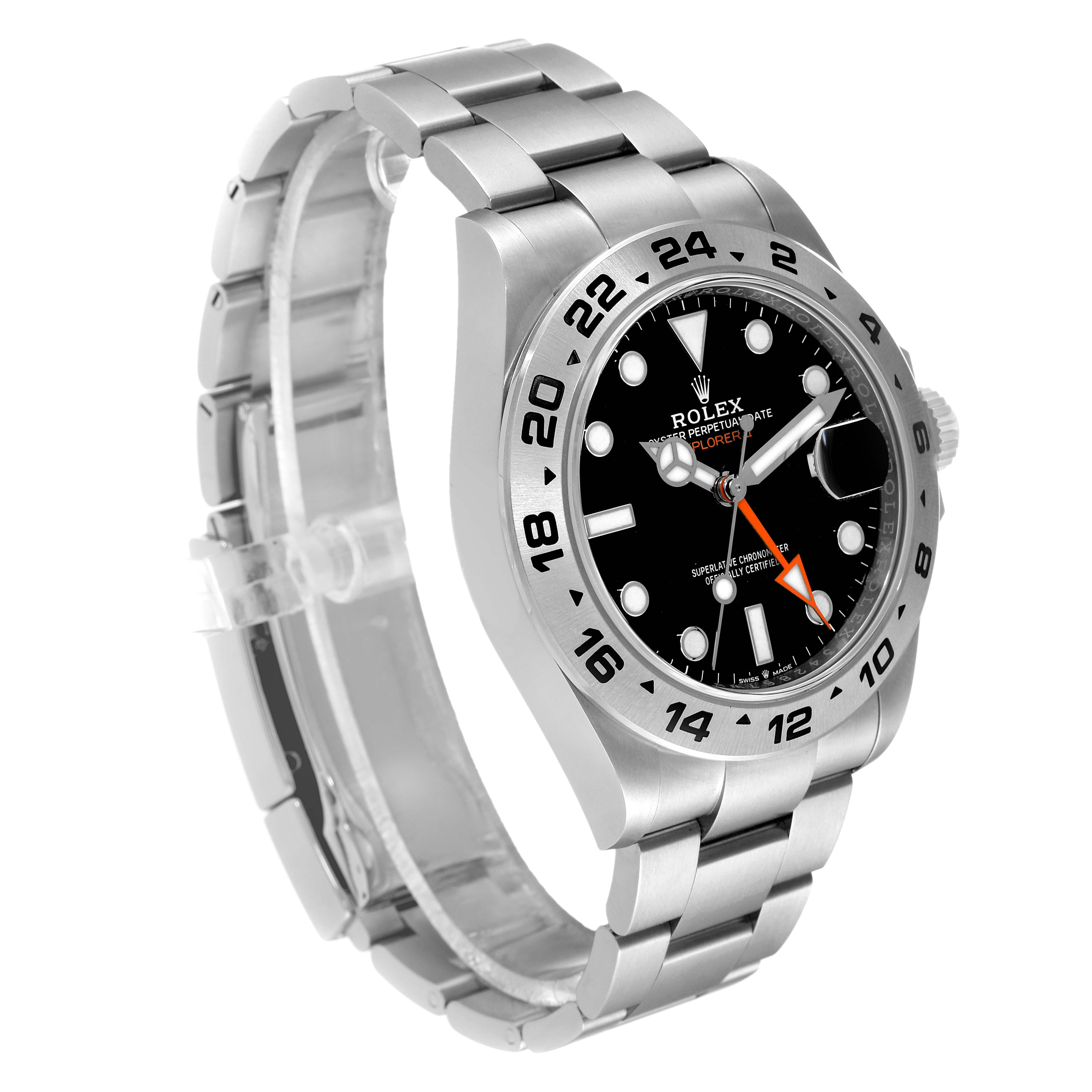 The image shows a Rolex Explorer 226570 Men's Stainless Steel Black Dial 226570 Men's Stainless Steel Black Dial watch angled from the front-left, showcasing the dial, bezel, case, and bracelet.
