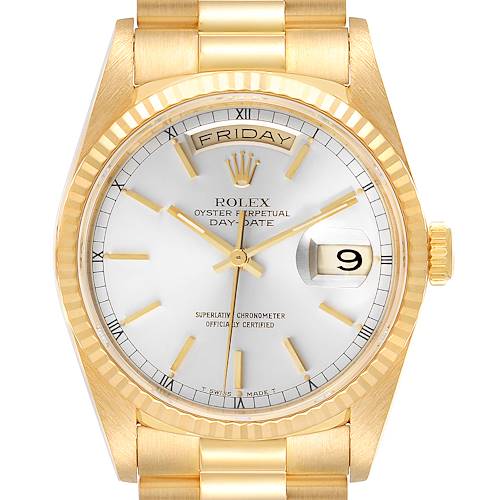 Photo of NOT FOR SALE - Rolex President Day-Date Silver Dial Yellow Gold Mens Watch 18238 - PARTIAL PAYMENT