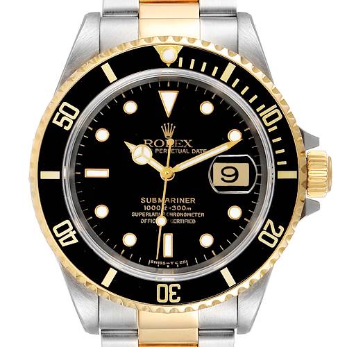Photo of Rolex Submariner Black Dial Steel Yellow Gold Mens Watch 16613 Box Papers