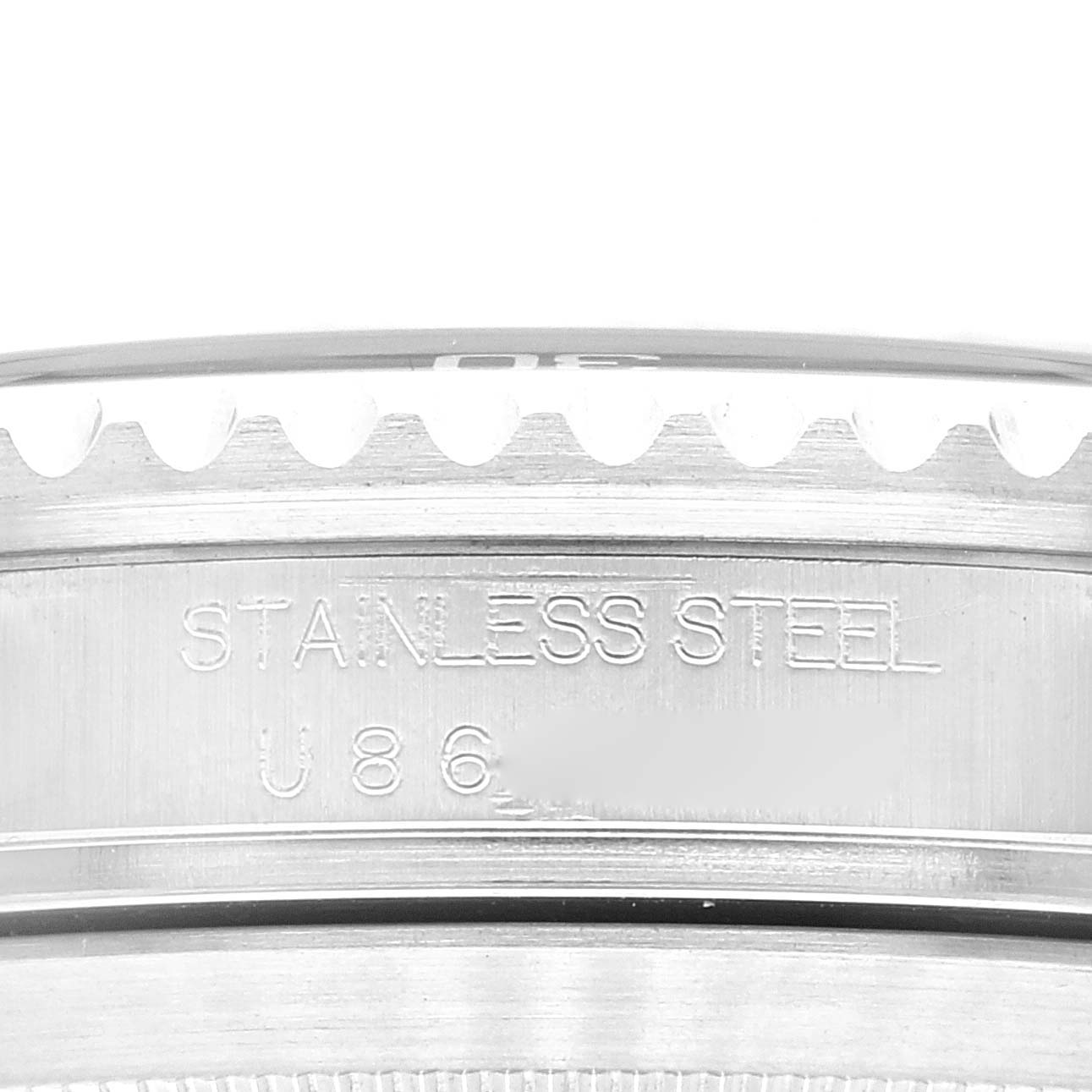 The image shows a close-up view of the stainless steel case and bezel of a Rolex Submariner 16610 Men
s Stainless Steel Black Dial 16610 Men
s Stainless Steel Black Dial watch.