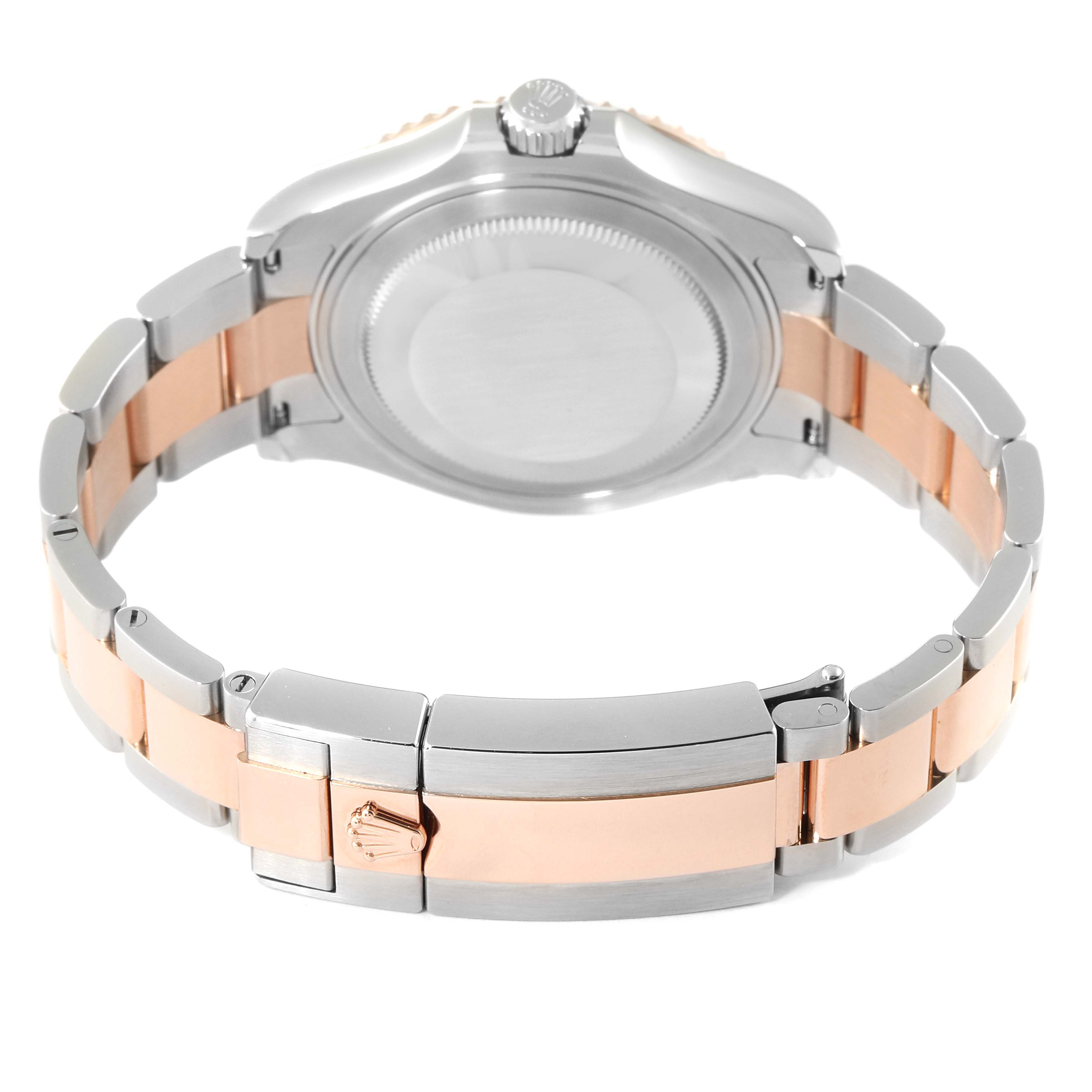 The image shows the back case and bracelet of a Rolex Yacht-Master 268621 Men's Steel and Gold (two tone) Brown Dial 268621 Men's Steel and Gold (two tone) Brown Dial watch, featuring a two-tone metal design.