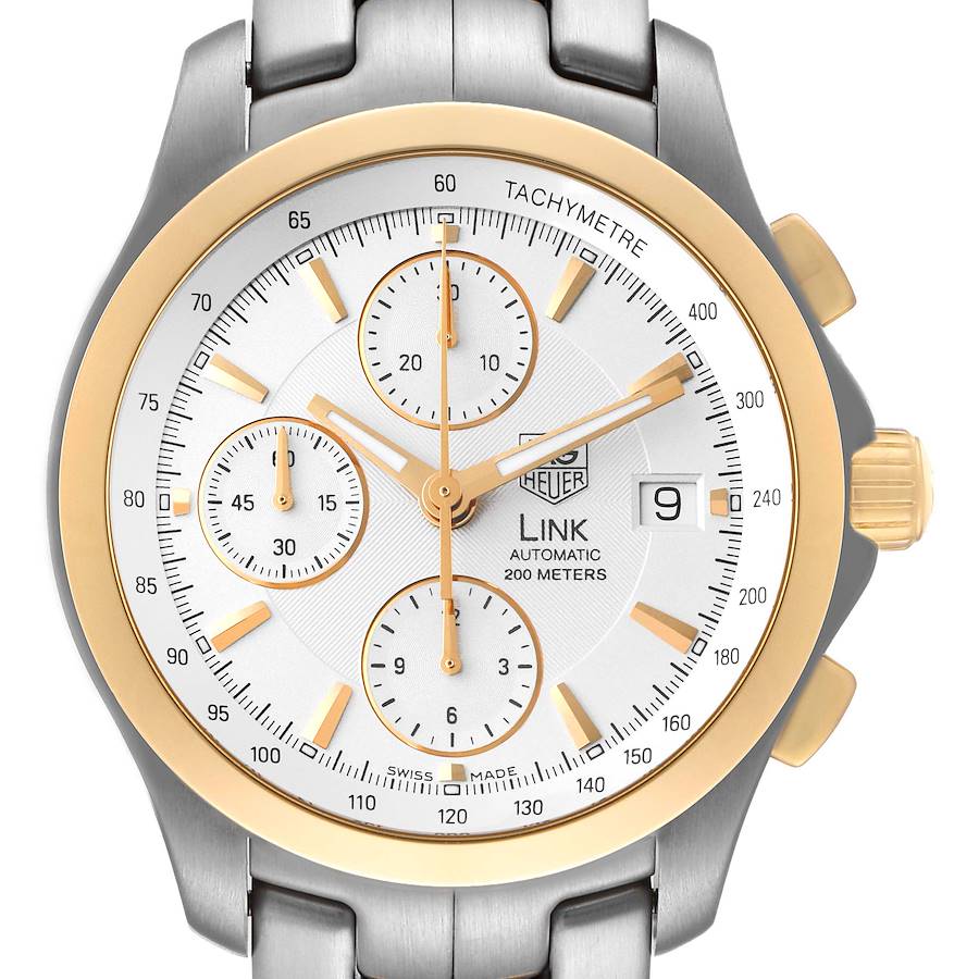 Tag Heuer Link Steel Yellow Gold Chronograph Mens Watch CJF2150 Box Card SwissWatchExpo