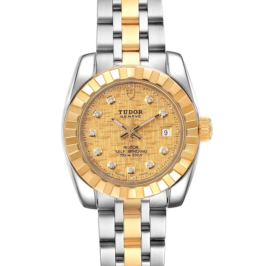 Tudor Classic Date Steel Yellow Gold Diamond Ladies Watch 22013 SwissWatchExpo