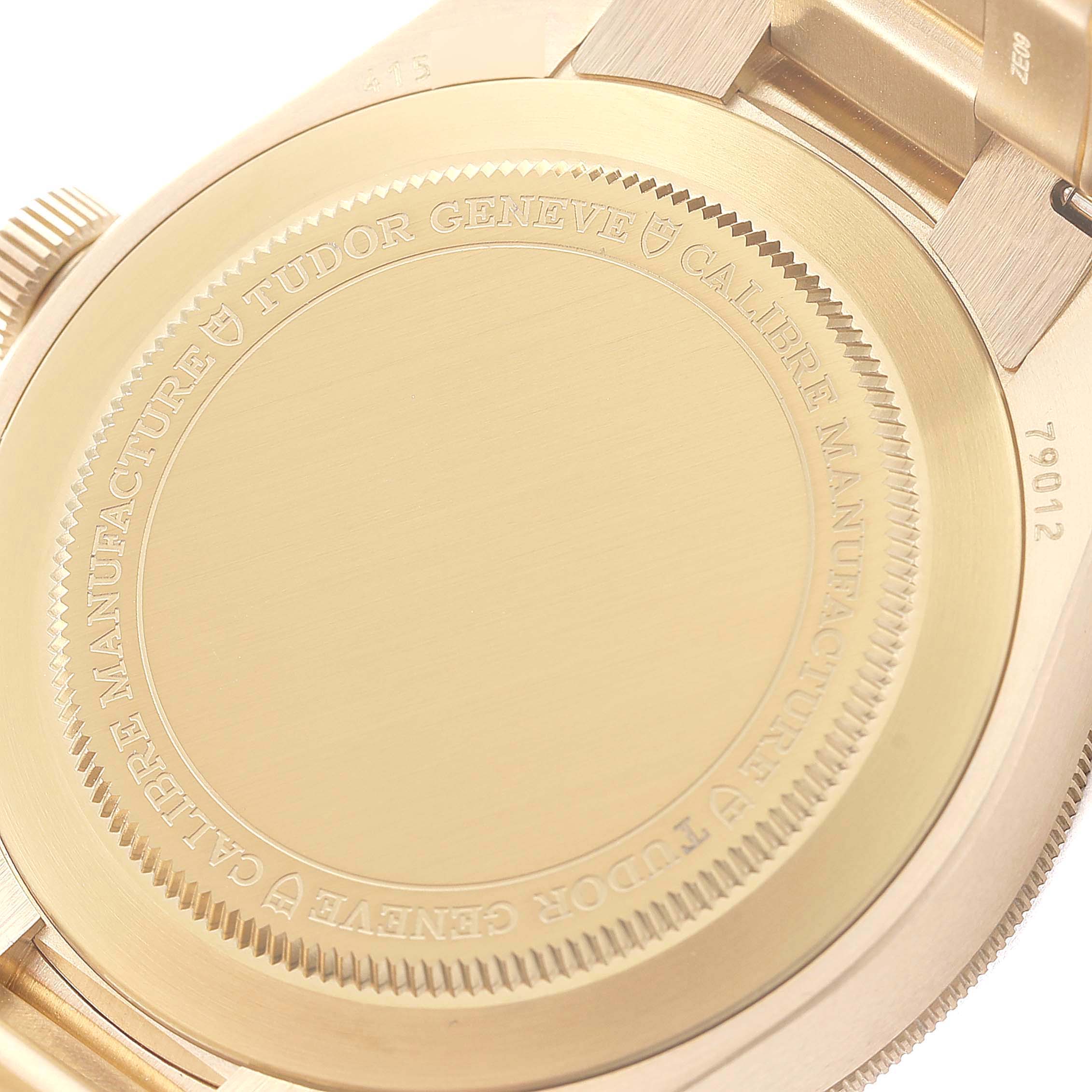 The image shows the back case and part of the bracelet of a Tudor Heritage Black Bay M79012M-0001 Men's Bronze Brown Dial M79012M-0001 Men's Bronze Brown Dial watch.