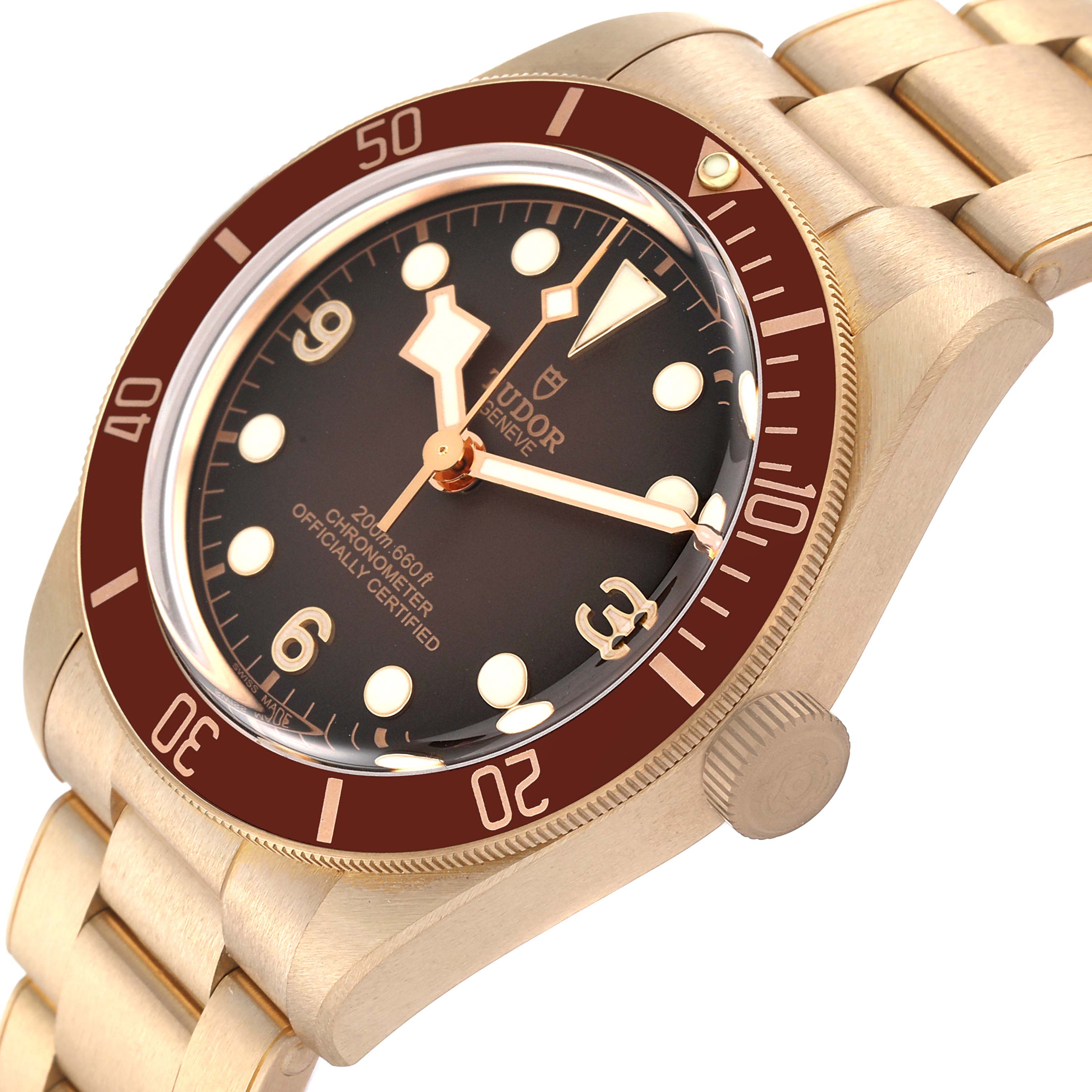 The image shows the face and bracelet of the Tudor Heritage Black Bay M79012M-0001 Men's Bronze Brown Dial M79012M-0001 Men's Bronze Brown Dial watch at a slight angle.