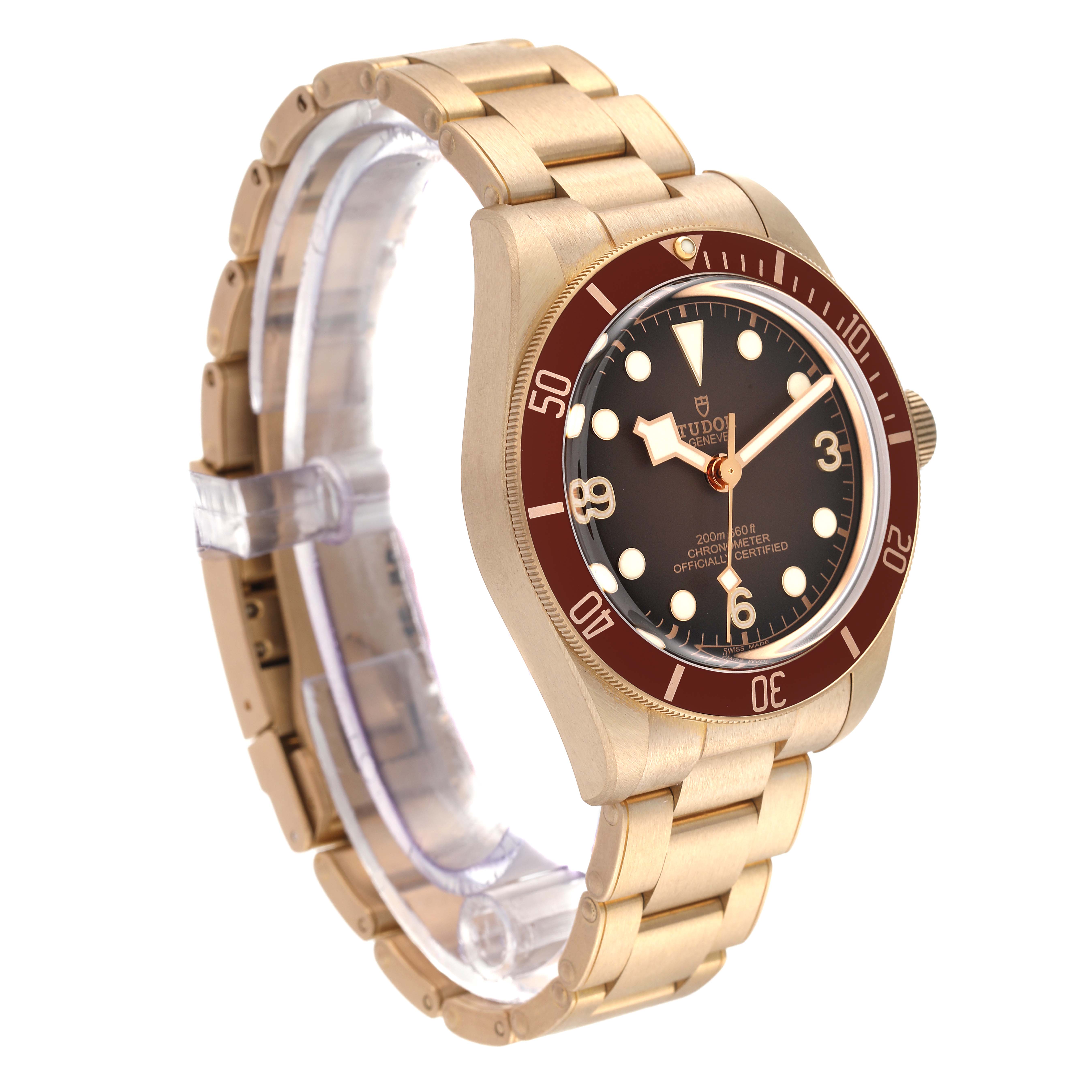The Tudor Heritage Black Bay M79012M-0001 Men's Bronze Brown Dial M79012M-0001 Men's Bronze Brown Dial watch is shown at a three-quarters angle, displaying the dial, bezel, and bracelet.