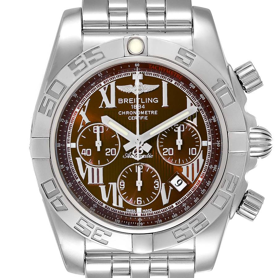Breitling Chronomat 01 Bronze Dial Steel Mens Watch AB0110 Box Papers SwissWatchExpo