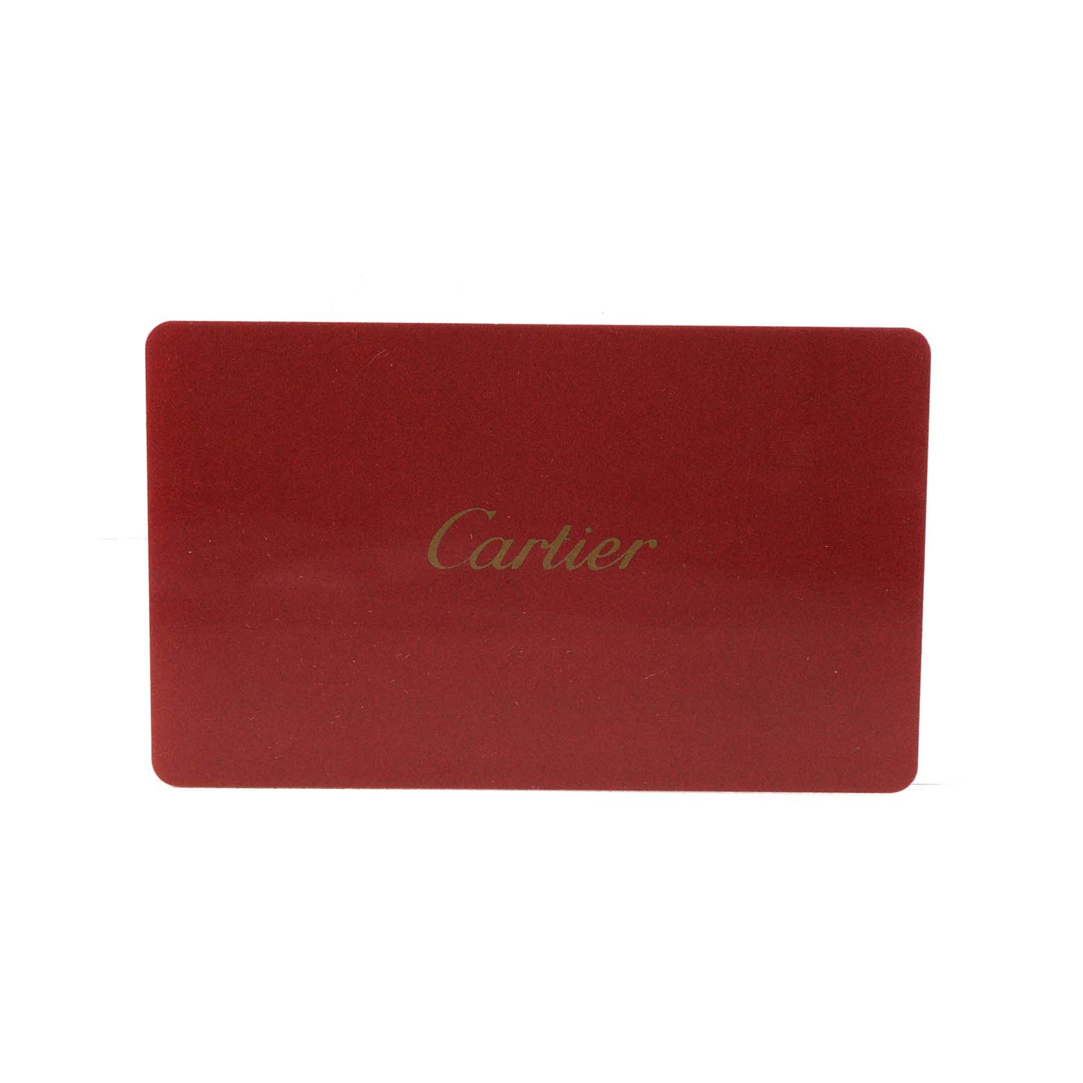 This image shows a red Cartier warranty card for the Ballon Bleu model by Cartier.