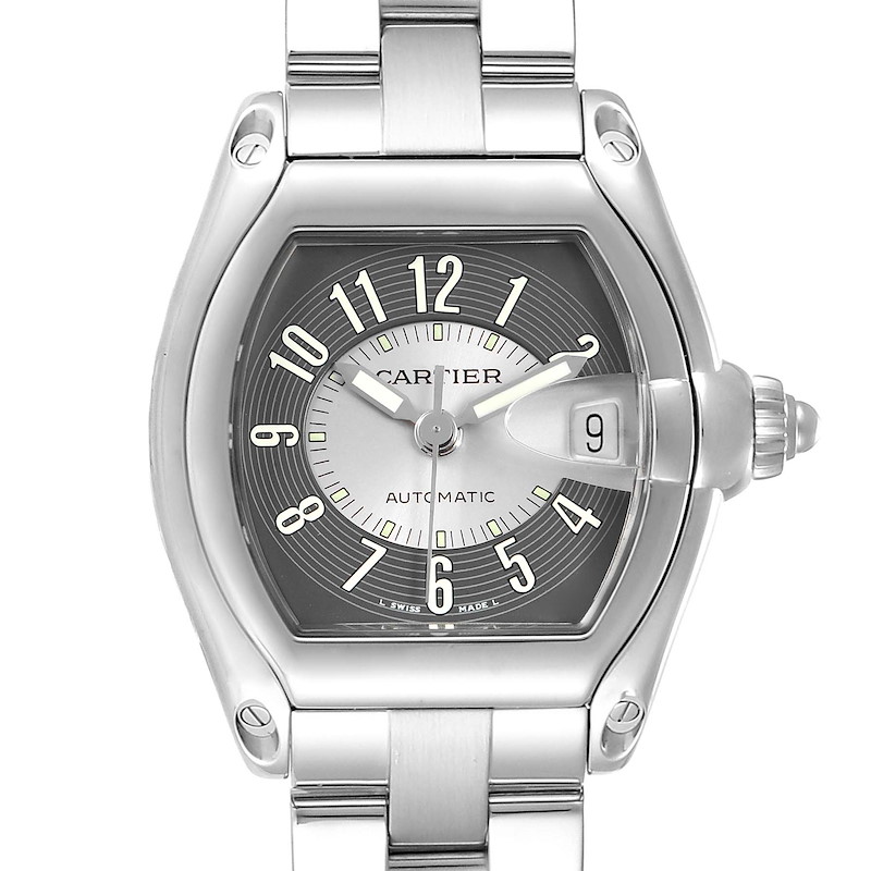 Cartier Roadster Black Silver Tuxedo Dial Steel Mens Watch W62041V3 SwissWatchExpo
