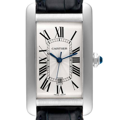 Photo of Cartier Tank Americaine 18K White Gold Large Silver Dial Mens Watch W2603256