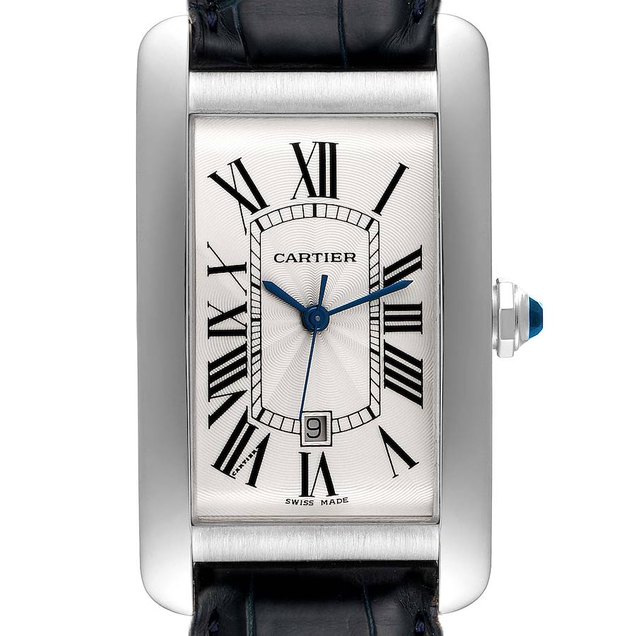 Cartier Tank Americaine 18K White Gold Large Silver Dial Mens Watch W2603256 SwissWatchExpo