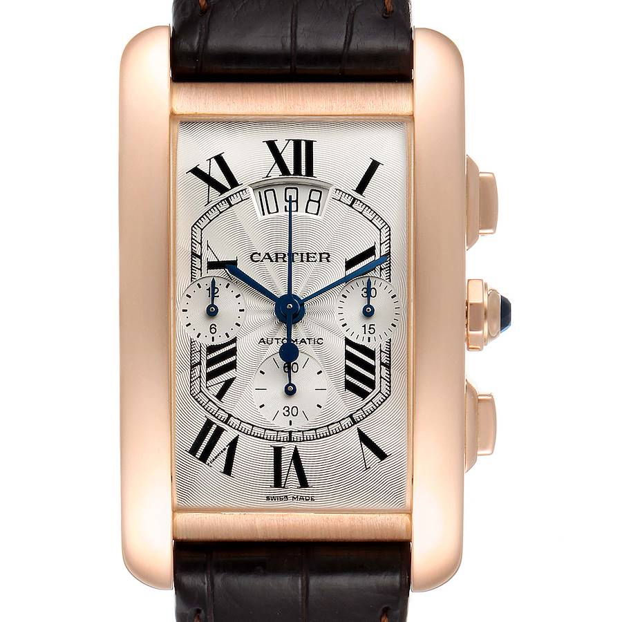 Cartier Tank Americaine XL Chronograph 18K Rose Gold Watch W2610751 SwissWatchExpo