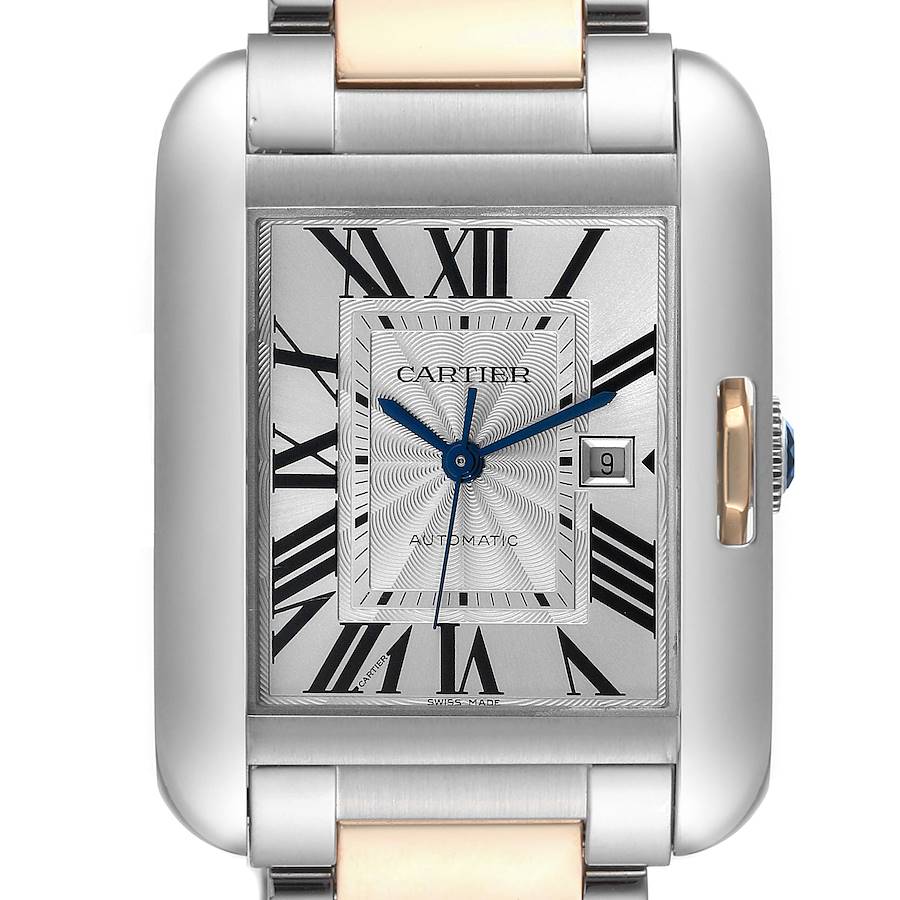 Cartier Tank Anglaise Large Steel 18K Rose Gold Mens Watch W5310007 Box Papers SwissWatchExpo
