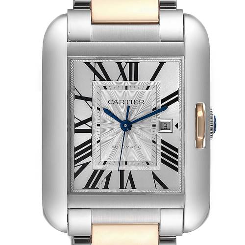 Photo of Cartier Tank Anglaise Large Steel 18K Rose Gold Mens Watch W5310007 Box Papers