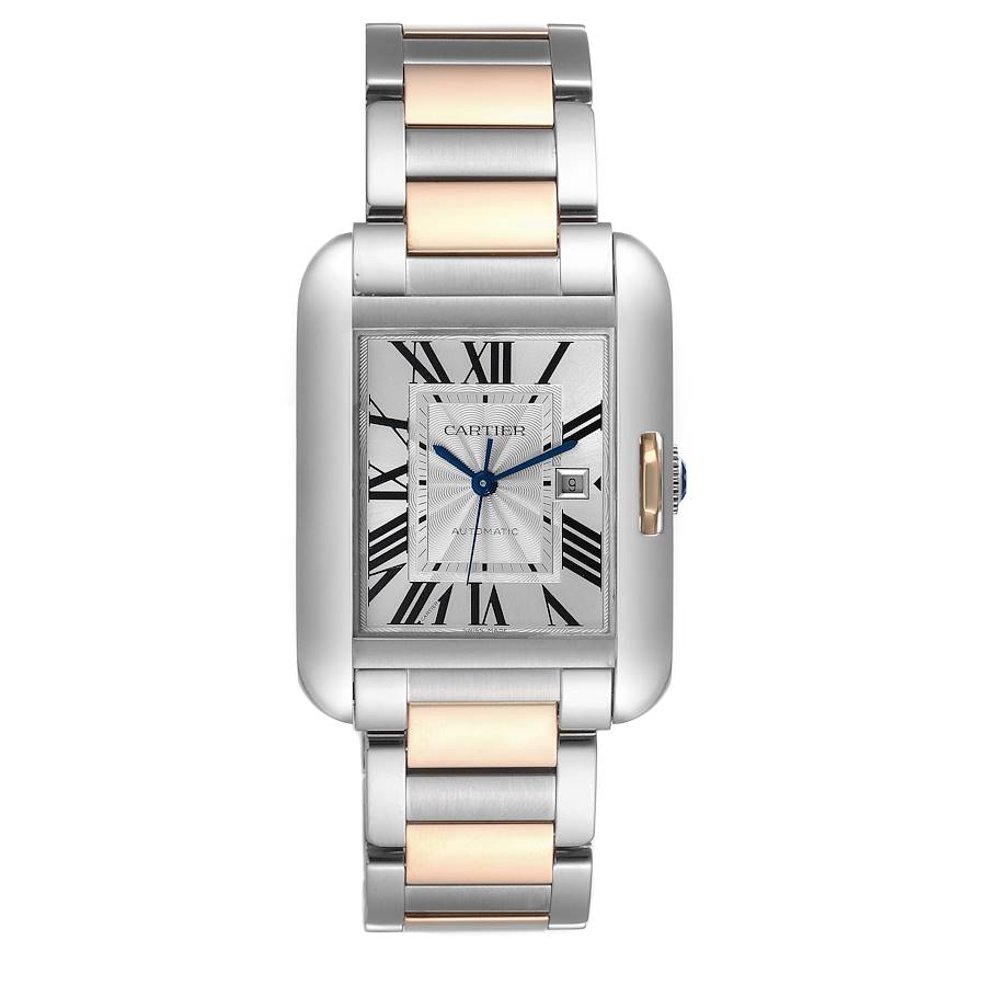 Cartier Tank Anglaise Large Steel 18K Rose Gold Mens Watch