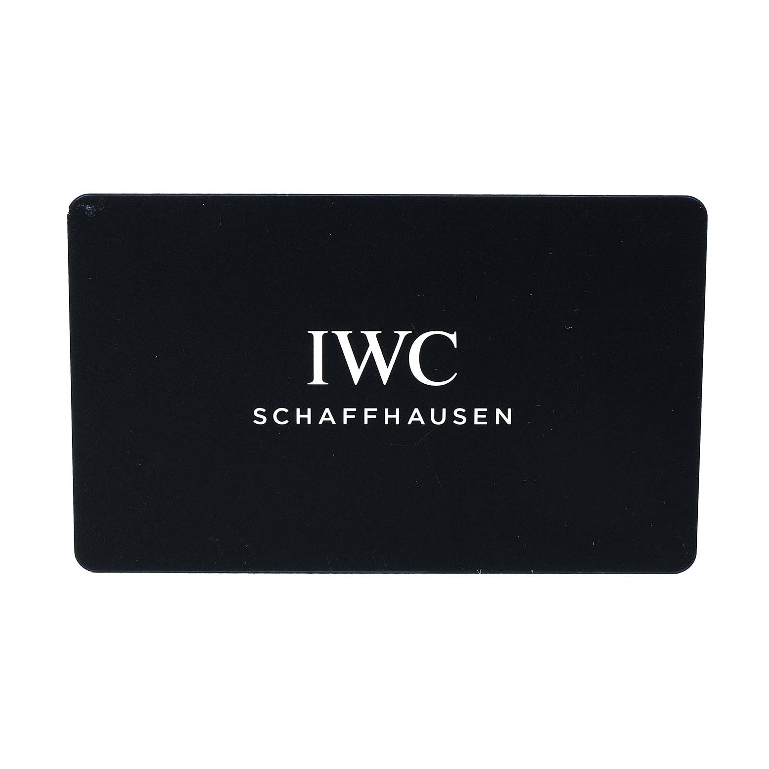 This is an IWC Schaffhausen card, possibly an authenticity or warranty card for the IWC Pilot IW327010 Men's Stainless Steel Blue Dial watch model.