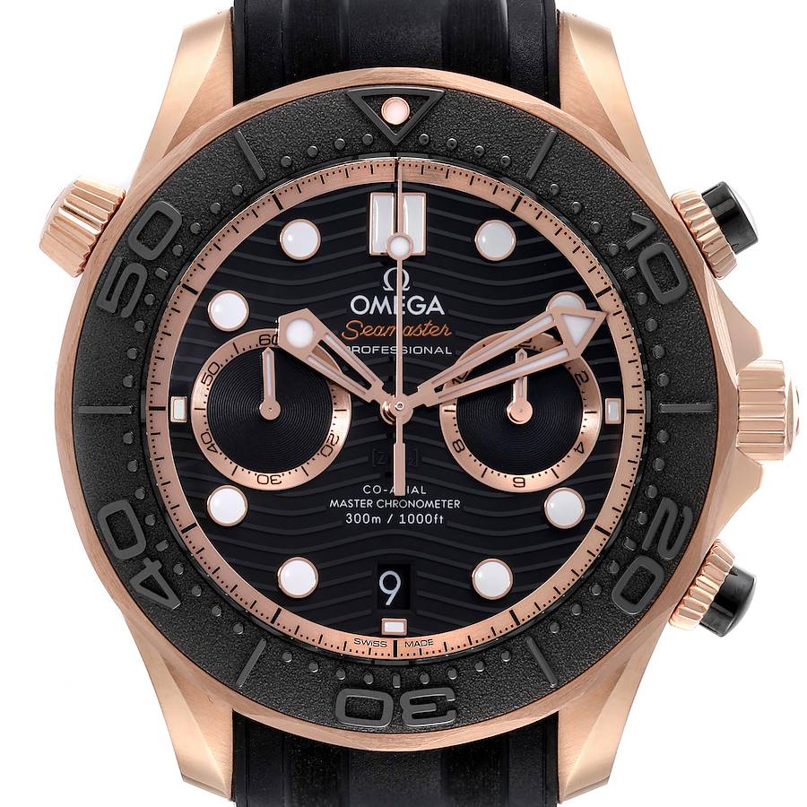 Omega Seamaster Diver Chronograph Rose Gold Watch 210.62.44.51.01.003 Box Card SwissWatchExpo