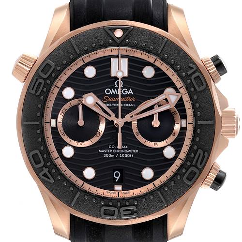 Photo of Omega Seamaster Diver Chronograph Rose Gold Watch 210.62.44.51.01.003 Box Card
