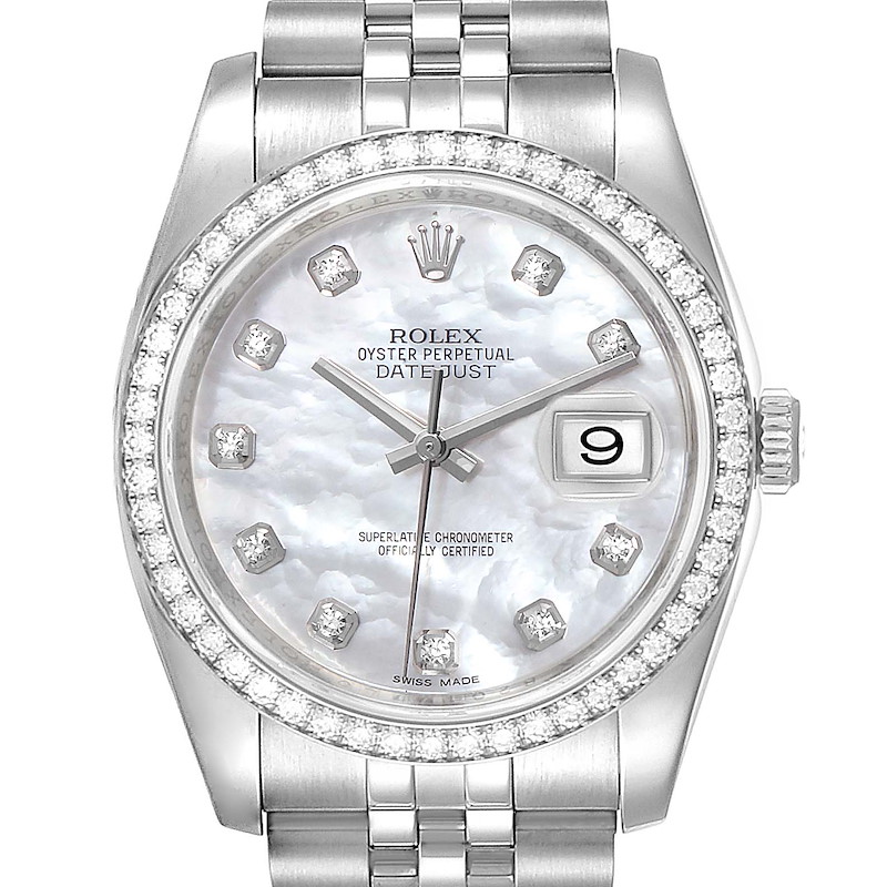 Rolex Datejust 36 Mother of Pearl Diamond Unisex Watch 116244 SwissWatchExpo