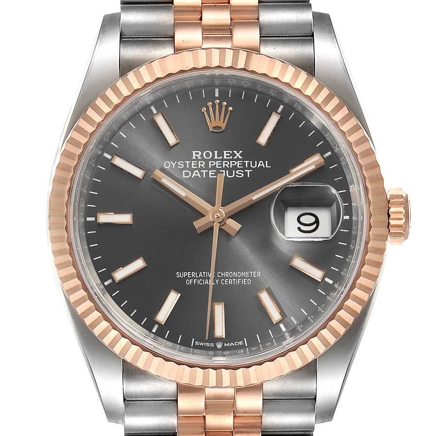 Rolex Datejust 36 Rhodium Dial Steel EverRose Gold Watch 126231 Box Card SwissWatchExpo