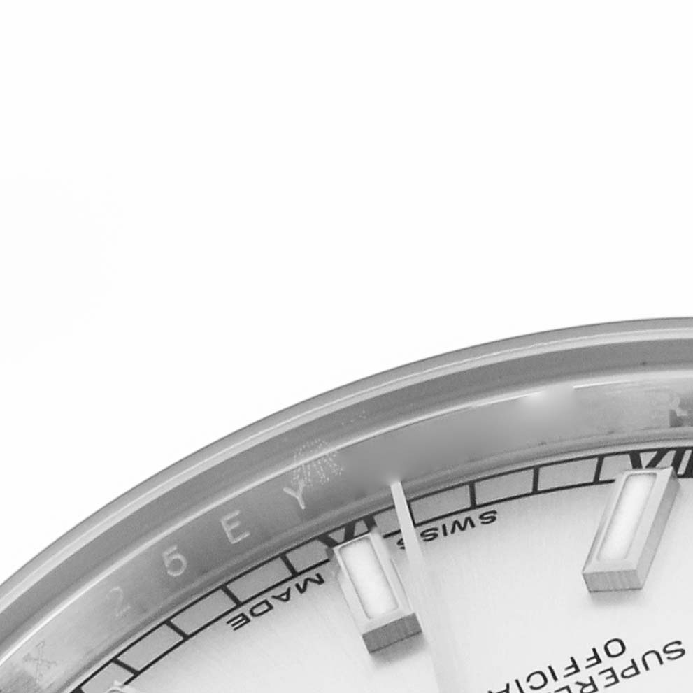 The image shows a partial view of the dial and bezel of a Rolex Mid-Size 178240 Women's Stainless Steel Silver Dial 178240 Women's Stainless Steel Silver Dial watch from an angled perspective.