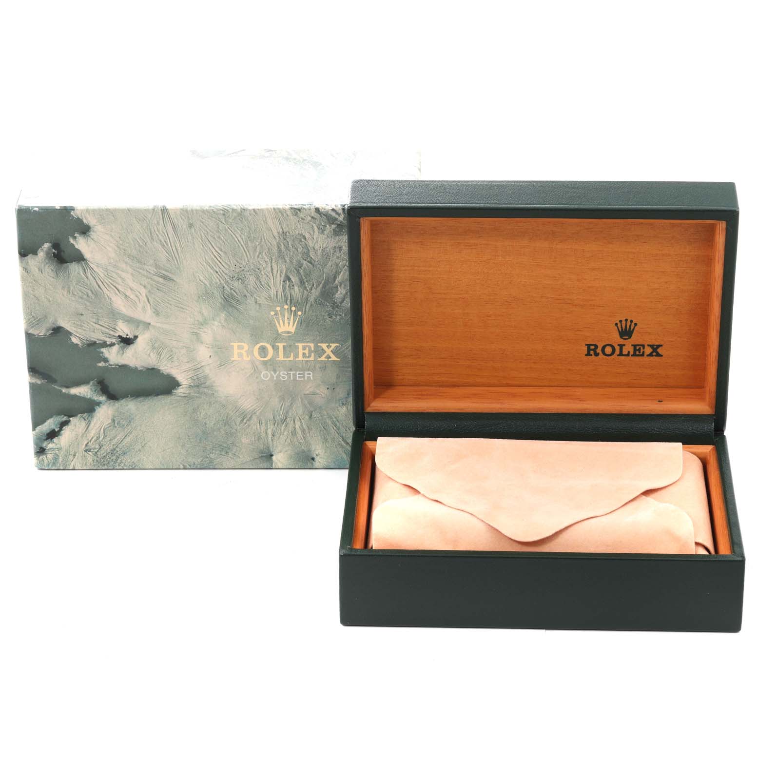 The image shows an open Rolex President 68278 Women's Yellow Gold Champagne Dial 68278 Women's Yellow Gold Champagne Dial watch box displayed at a straight-on angle, with a separate outer box to the left.