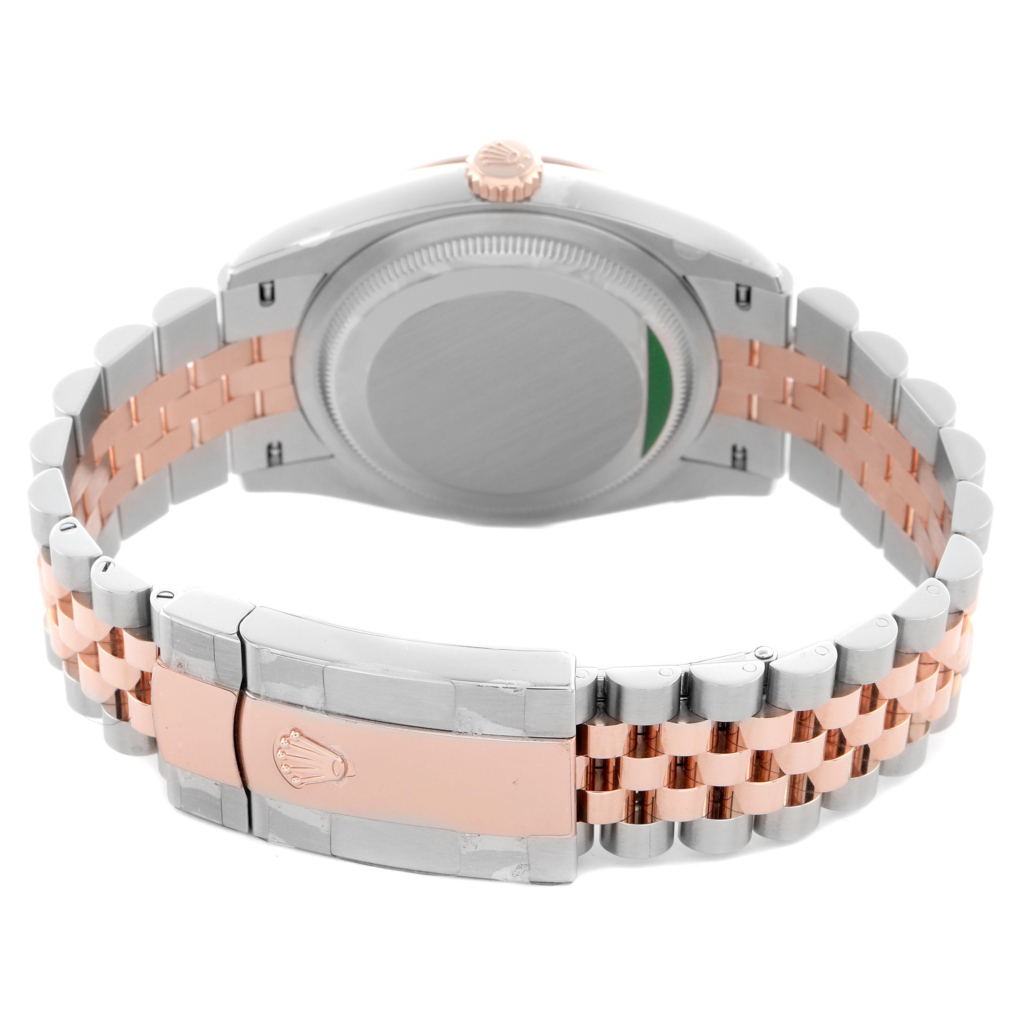 The image shows the back view of the Rolex Datejust 126231 Men's Steel and Gold (two tone) Mother of Pearl Dial 126231 Men's Steel and Gold (two tone) Mother of Pearl Dial watch, highlighting the case back, crown, and two-tone Jubilee bracelet with clasp.