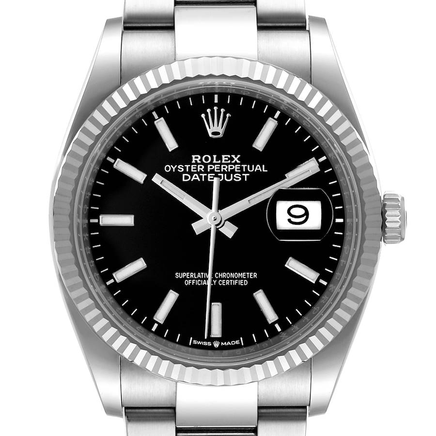 Rolex Datejust Steel White Gold Black Dial Mens Watch 126234 Unworn SwissWatchExpo