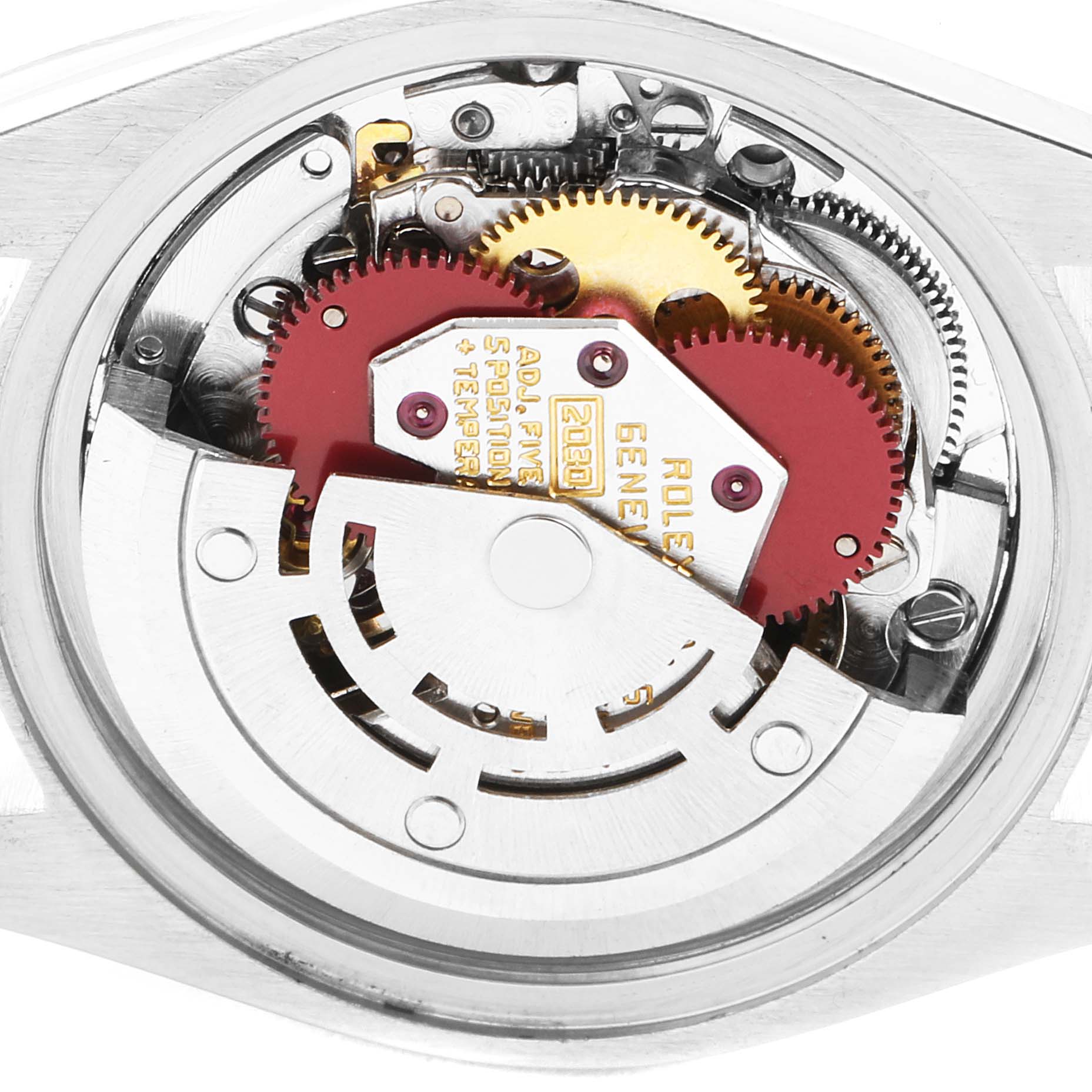 An up-close view of the internal mechanical parts of the Rolex Datejust 6917 Women's Stainless Steel Silver Dial 6917 Women's Stainless Steel Silver Dial watch.