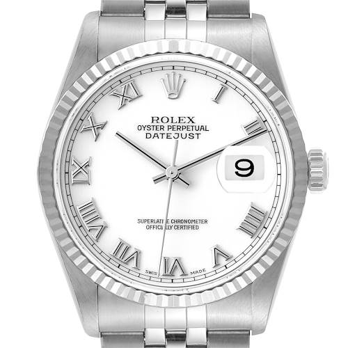 Photo of Rolex Datejust Steel White Gold White Dial Mens Watch 16234
