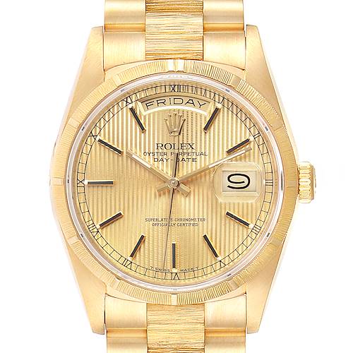 Photo of Rolex Day-Date President 36 Yellow Gold Tapestry Dial Mens Watch 18248