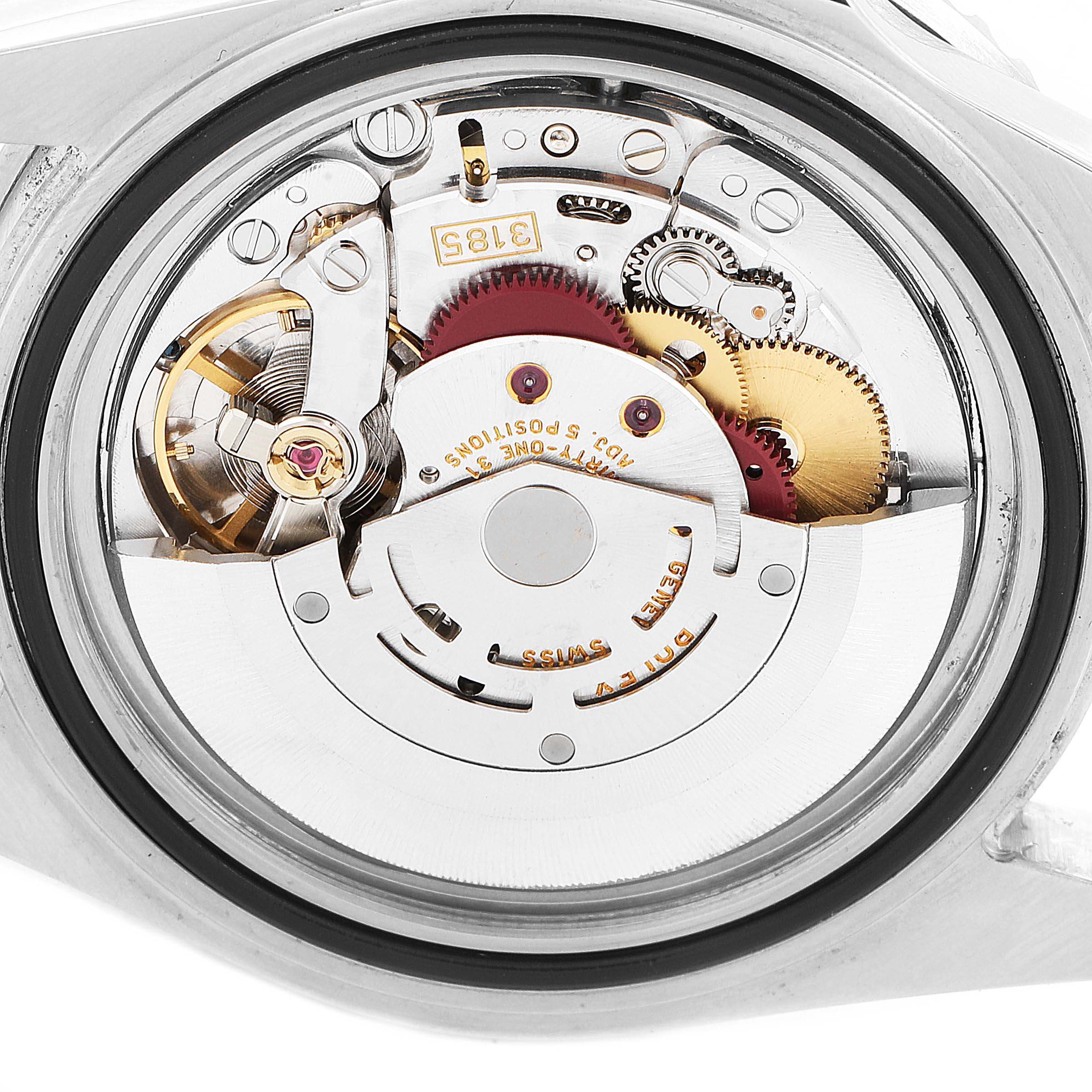 This image shows the inner mechanical movement of a Rolex GMT-Master 16710 Men
s Stainless Steel Black Dial 16710 Men
s Stainless Steel Black Dial watch from the back case perspective.