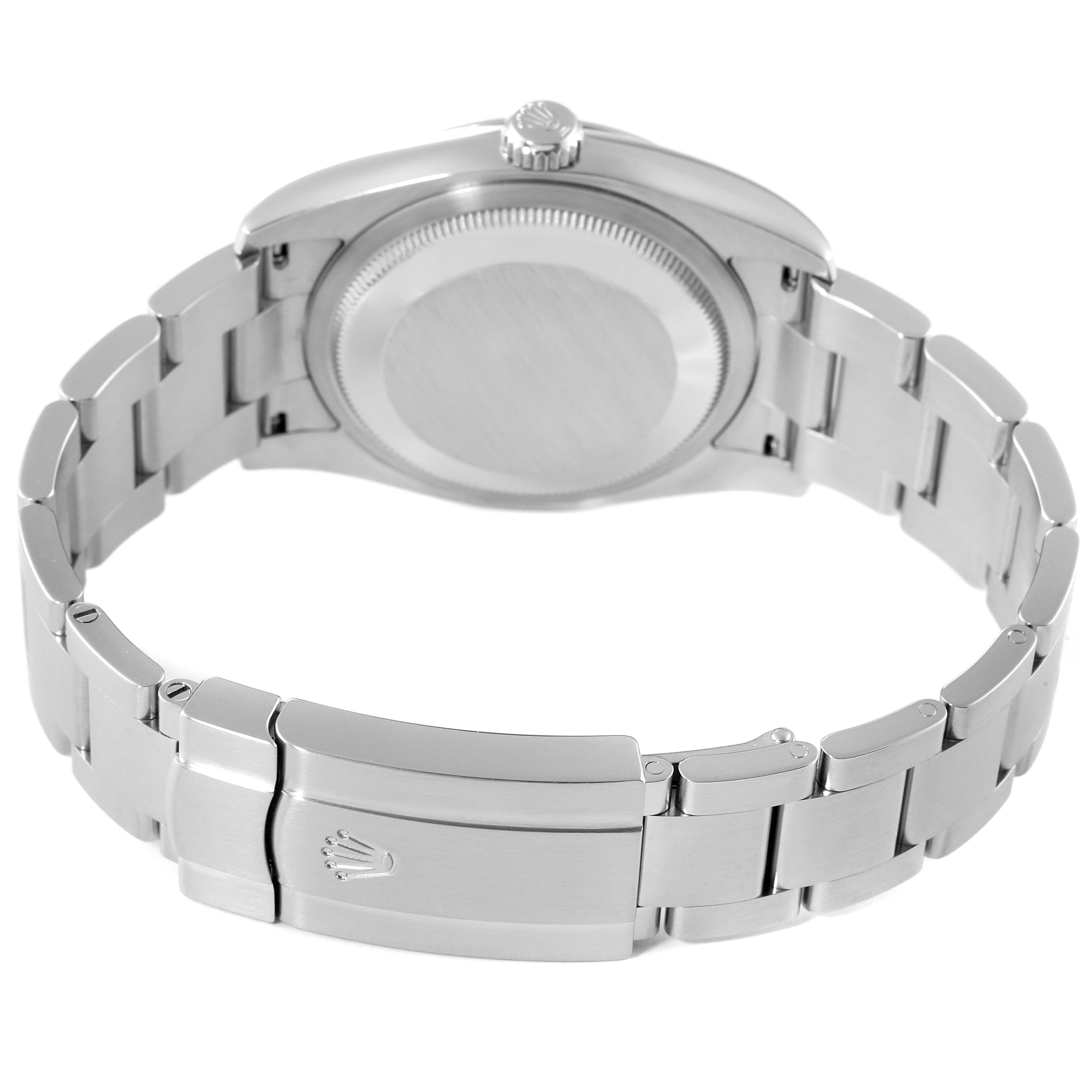 The image shows the back and bracelet of a Rolex Oyster Perpetual 116000 Men's Stainless Steel Silver Dial 116000 Men's Stainless Steel Silver Dial watch.