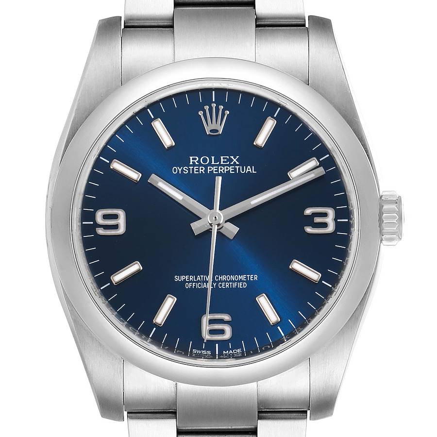 Rolex Oyster Perpetual 36mm Blue Dial Steel Mens Watch 116000 Box Card SwissWatchExpo