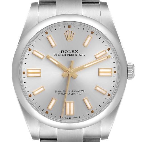 Photo of Rolex Oyster Perpetual 41 Silver Dial Steel Mens Watch 124300 Box Card