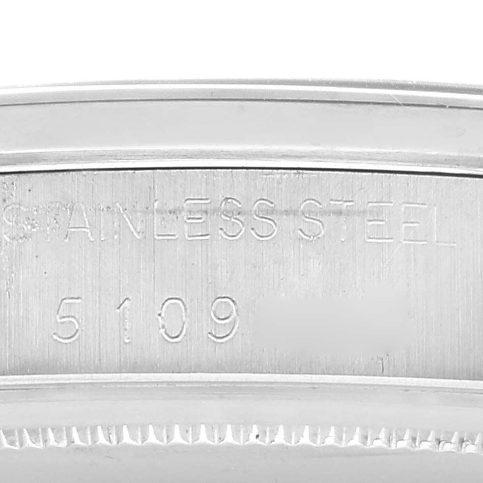 This image shows the engraving on the stainless steel case back of a Rolex Vintage Collection 6694 Men's Stainless Steel Silver Dial 6694 Men's Stainless Steel Silver Dial model watch.