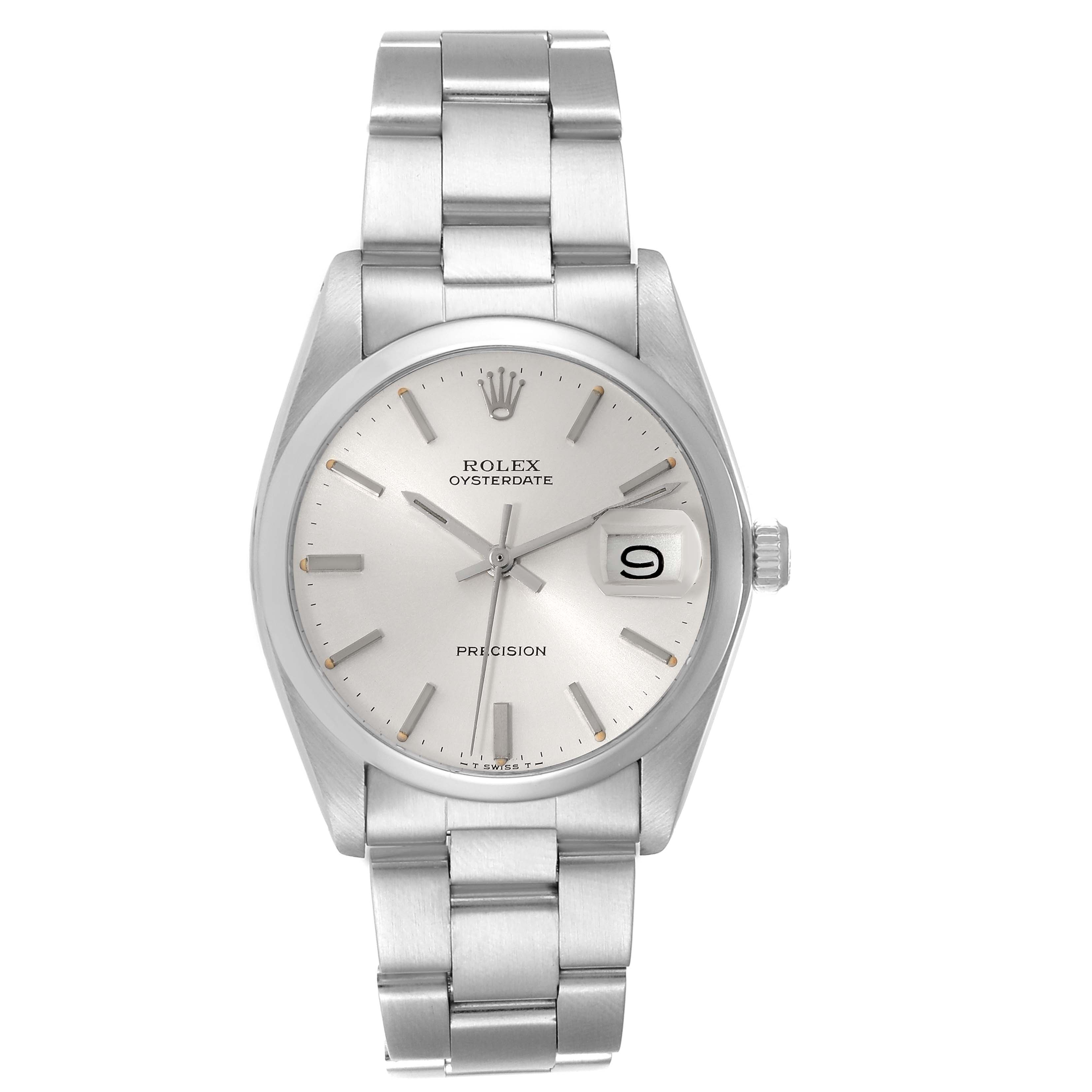 This image shows the front view of a Vintage Collection Rolex Oysterdate Precision model, displaying its face, dial, and bracelet.