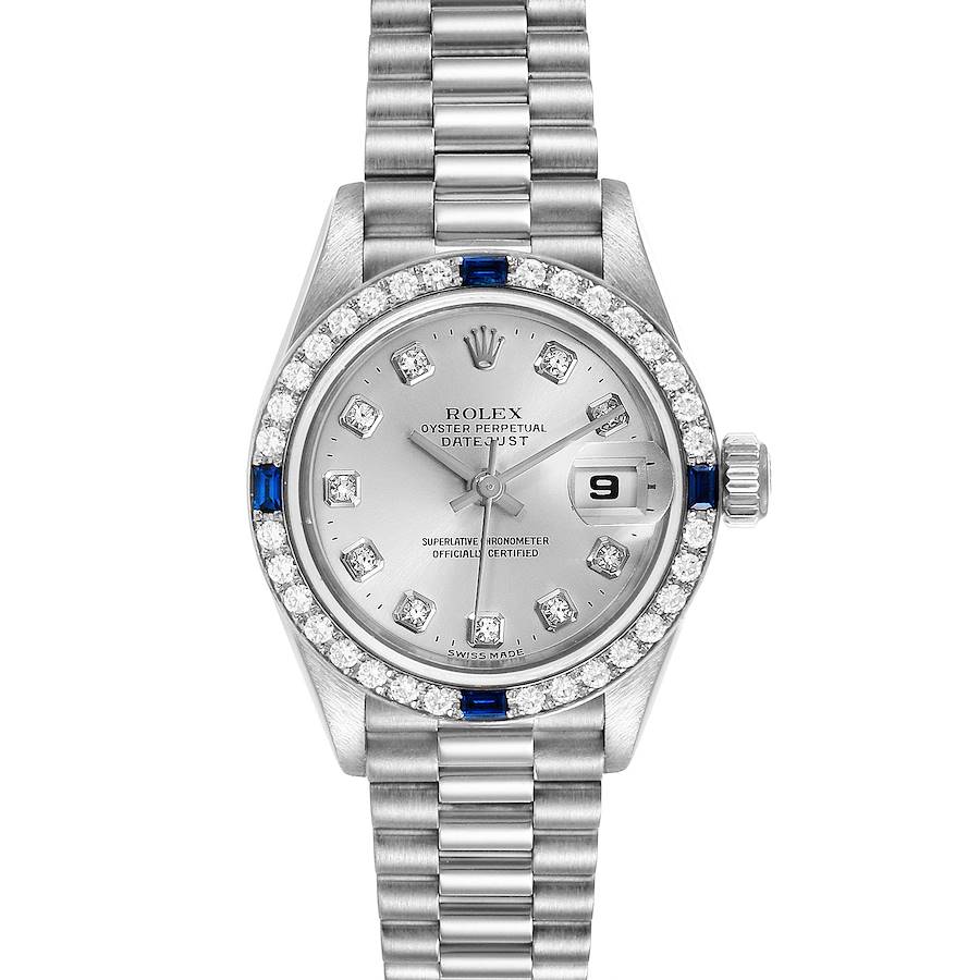 Rolex President Datejust White Gold Diamond Sapphire Ladies Watch 79089 SwissWatchExpo
