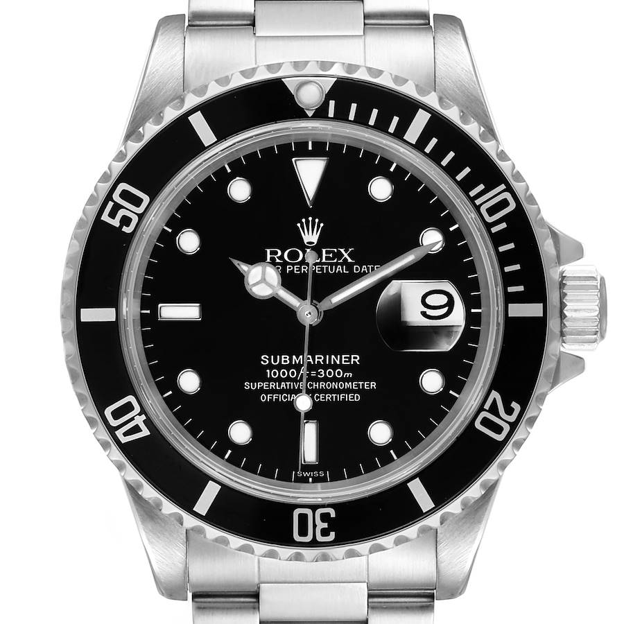 Rolex Submariner Black Dial Stainless Steel Mens Watch 16610 SwissWatchExpo