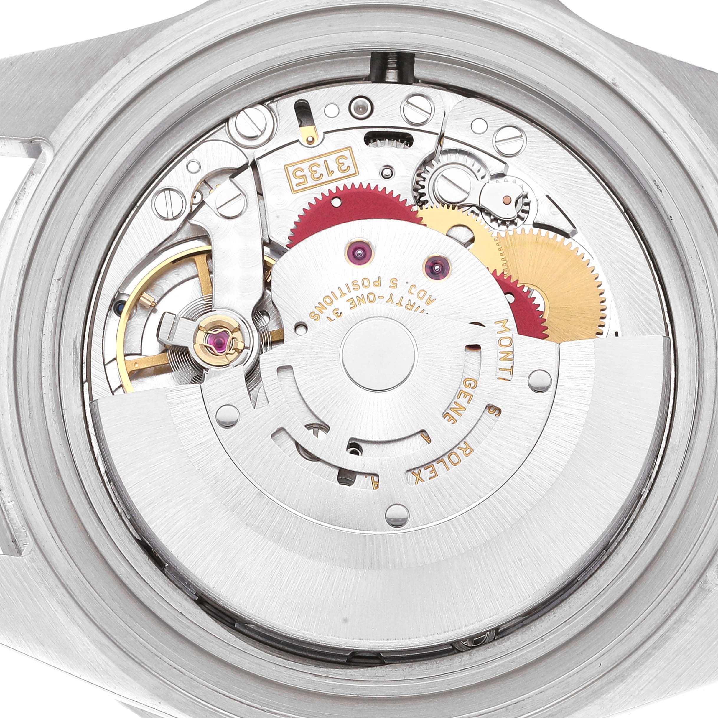 This image shows the back view of the internal mechanism of a Rolex Submariner 16610 Men
s Stainless Steel Black Dial 16610 Men
s Stainless Steel Black Dial watch, highlighting various gears and components.