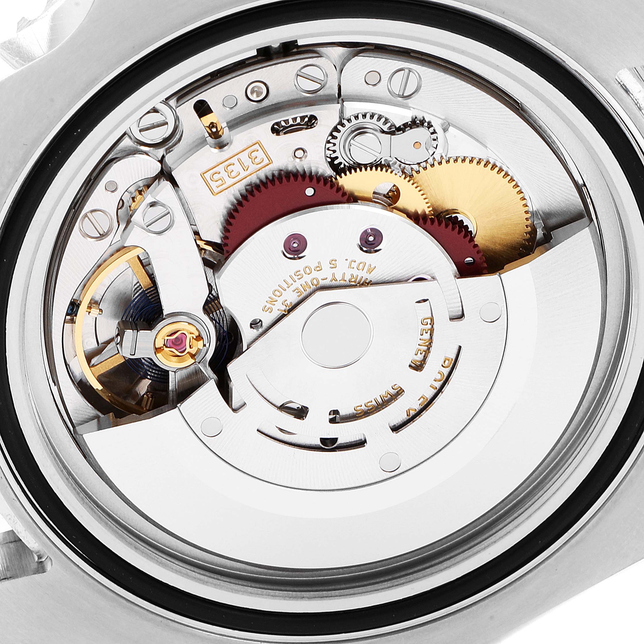 This image shows the detailed internal mechanism of a Rolex Submariner 116610LV Men
s Stainless Steel Green Dial 116610LV Men
s Stainless Steel Green Dial watch, viewed from the back.