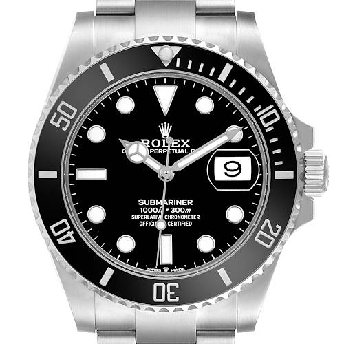 Photo of Rolex Submariner Steel Black Ceramic Bezel Mens Watch 126610 Box Card