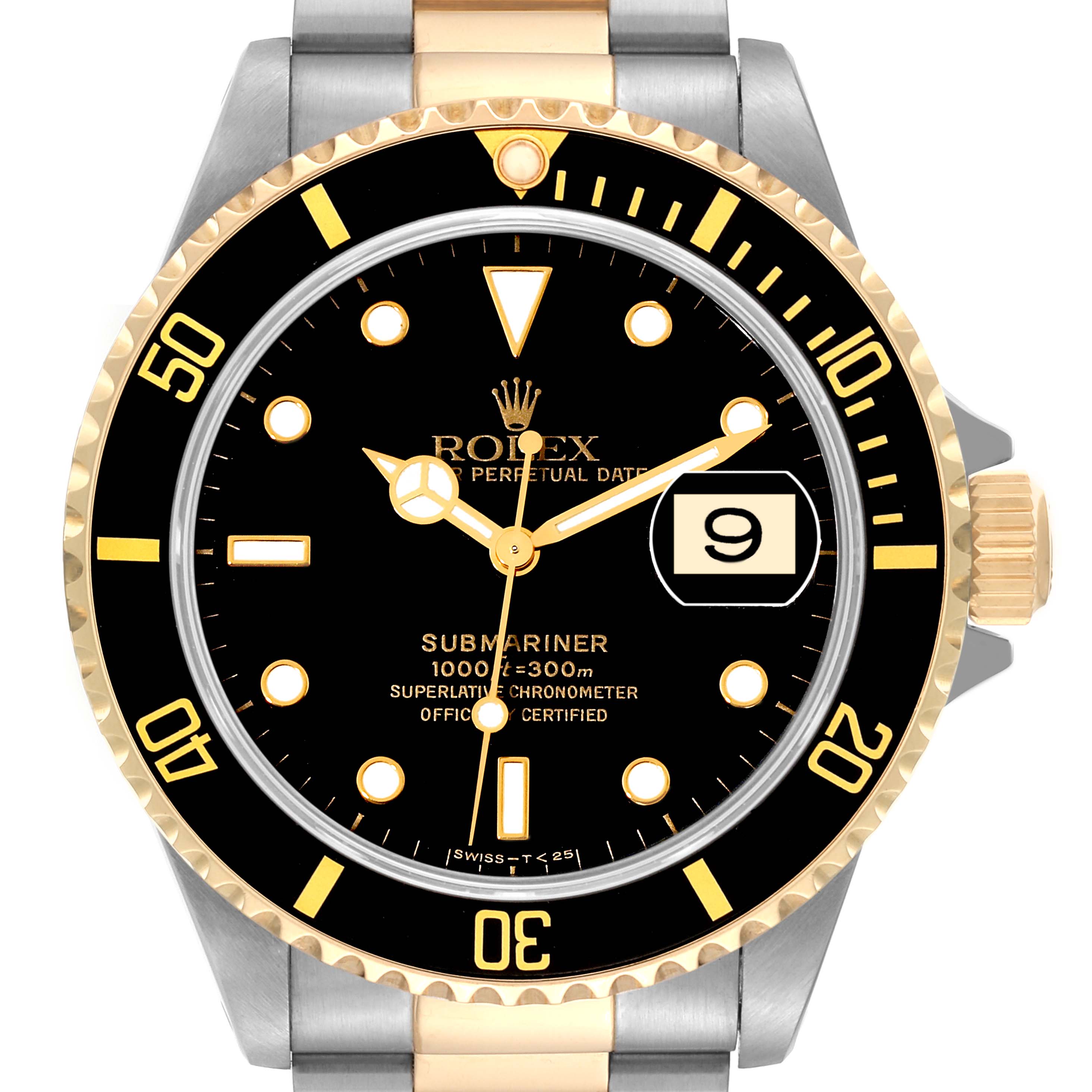 Ansøger krone Kunstig Rolex Submariner Steel Yellow Gold Black Dial Mens Watch 16613 Box Papers |  SwissWatchExpo