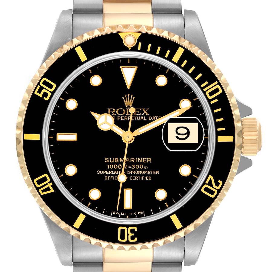 Rolex Submariner Steel Yellow Black Dial Watch 16613 Box | SwissWatchExpo