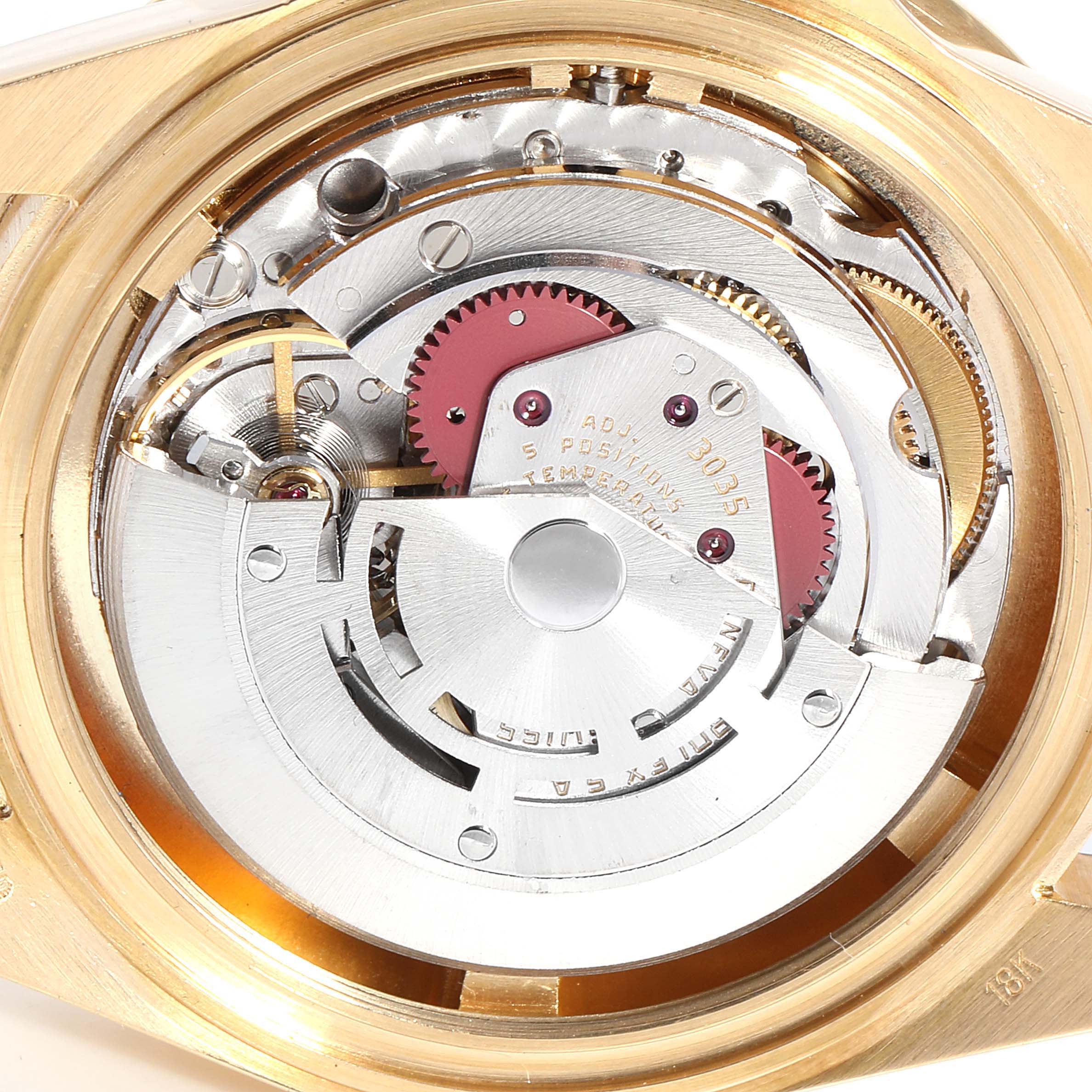 The image shows the internal movement mechanism of the Rolex Submariner 16808 Men's Yellow Gold Champagne Dial 16808 Men's Yellow Gold Champagne Dial model viewed from the back.