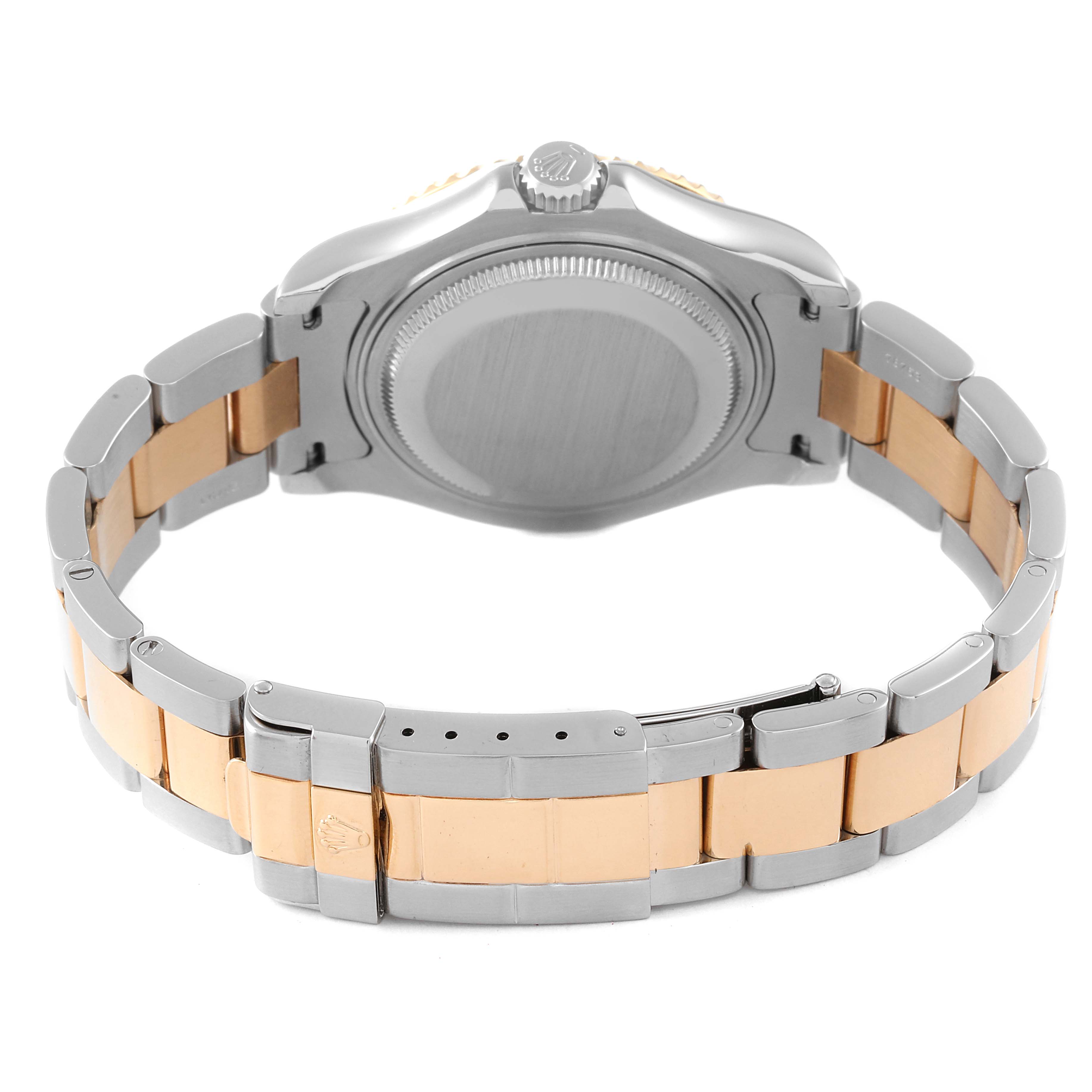 This image shows the back case and bracelet of a Rolex Yacht-Master 68623 Men's Steel and Gold (two tone) Blue Dial 68623 Men's Steel and Gold (two tone) Blue Dial watch, with a stainless steel and gold two-tone design.