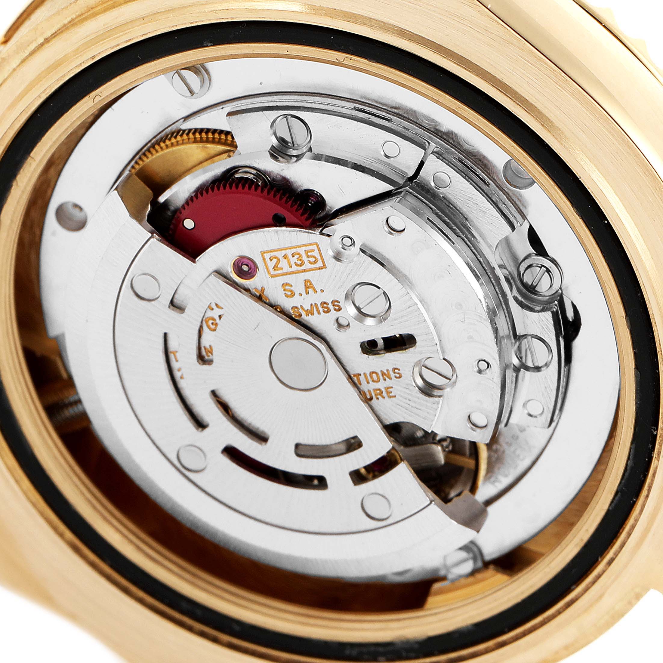 The image shows the internal mechanism of a Rolex Yacht-Master 68628 Men's Yellow Gold White Dial 68628 Men's Yellow Gold White Dial watch from a rear angle.